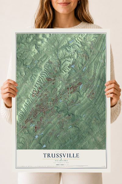 Map of Trussville, Alabama, 18 x 24 inch unframed archival matte print