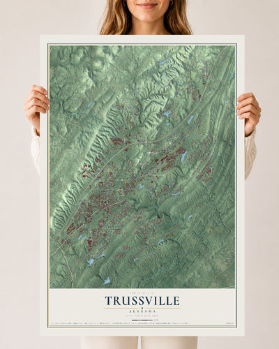 Map of Trussville, Alabama, 24 x 36 inch unframed archival matte print