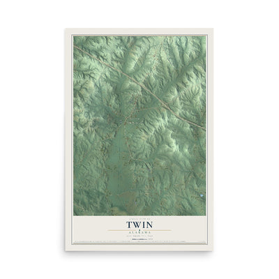 Map of Twin, Alabama, 12 x 18 inch unframed archival matte print