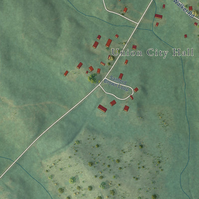 Second close-up of the map of Union, Alabama print showing more streets and buildings