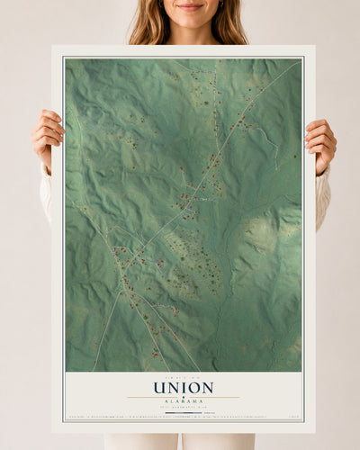 Map of Union, Alabama, 24 x 36 inch unframed archival matte print