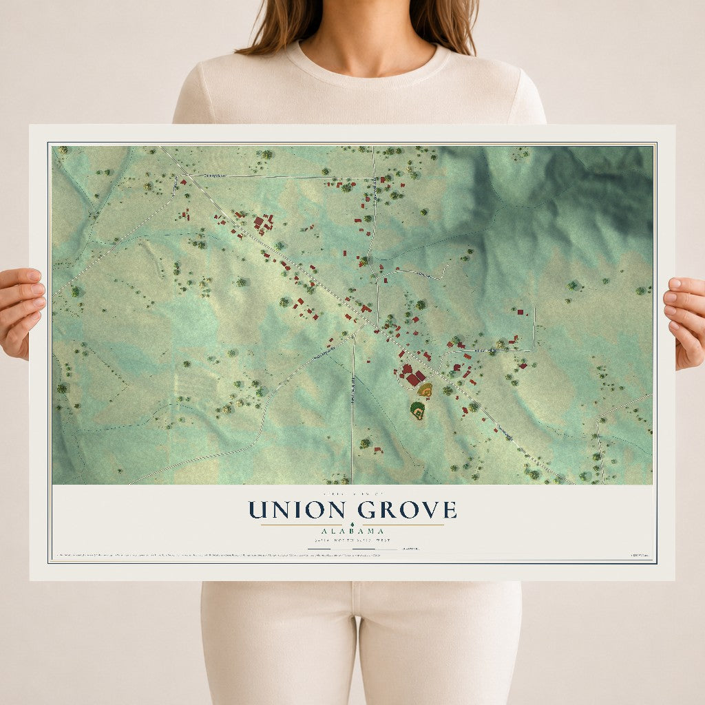 Map of Union Grove, Alabama, 18 x 24 inch unframed archival matte print