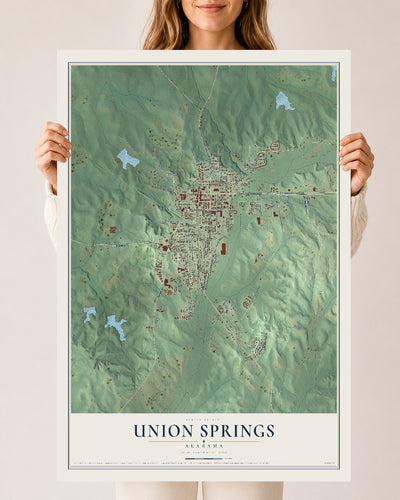 Map of Union Springs, Alabama, 24 x 36 inch unframed archival matte print