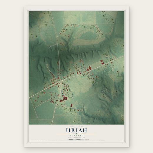 Uriah, Alabama map print, the full design