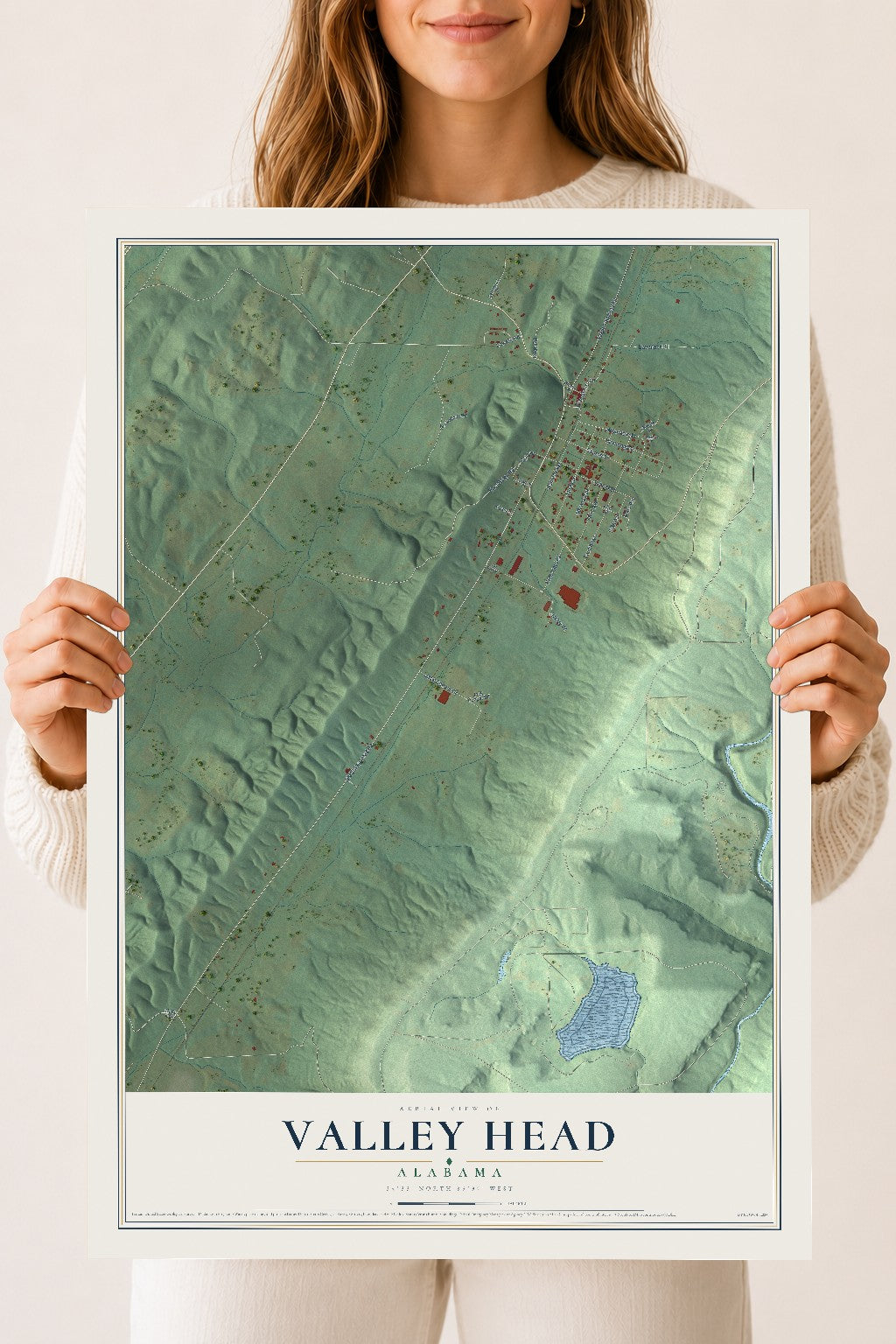 Map of Valley Head, Alabama, 18 x 24 inch unframed archival matte print