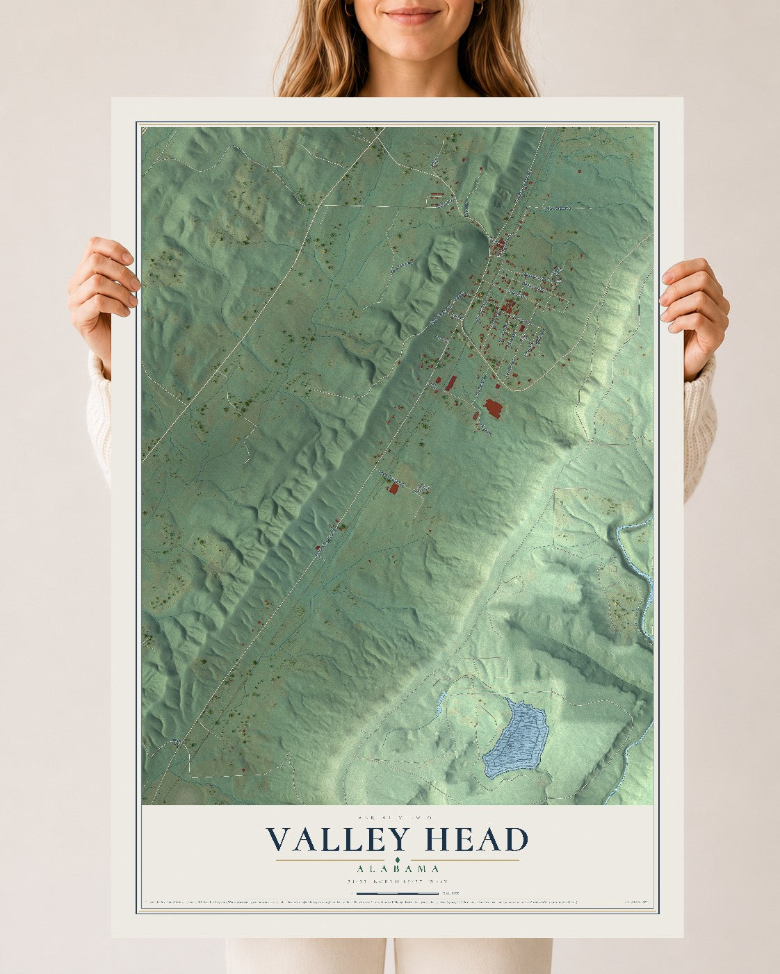 Map of Valley Head, Alabama, 24 x 36 inch unframed archival matte print
