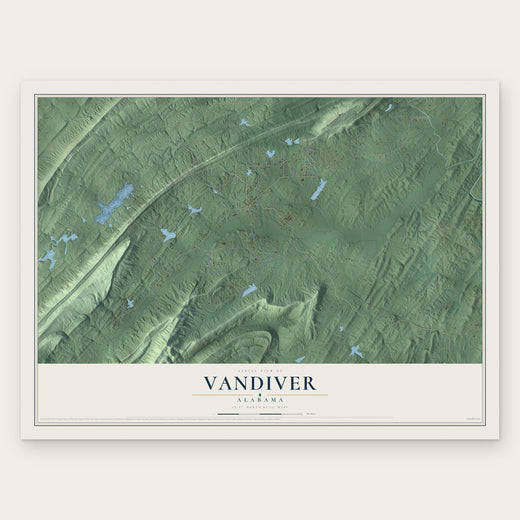 Vandiver, Alabama map print, the full design
