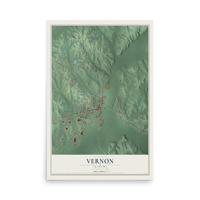 Map of Vernon, Alabama, 12 x 18 inch unframed archival matte print