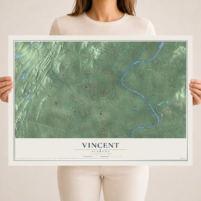 Map of Vincent, Alabama, 18 x 24 inch unframed archival matte print