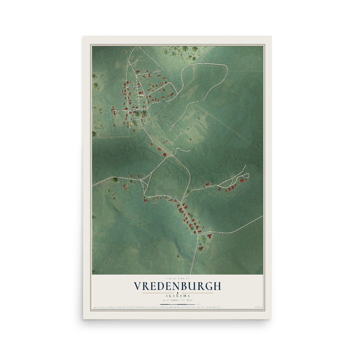 Map of Vredenburgh, Alabama, 12 x 18 inch unframed archival matte print