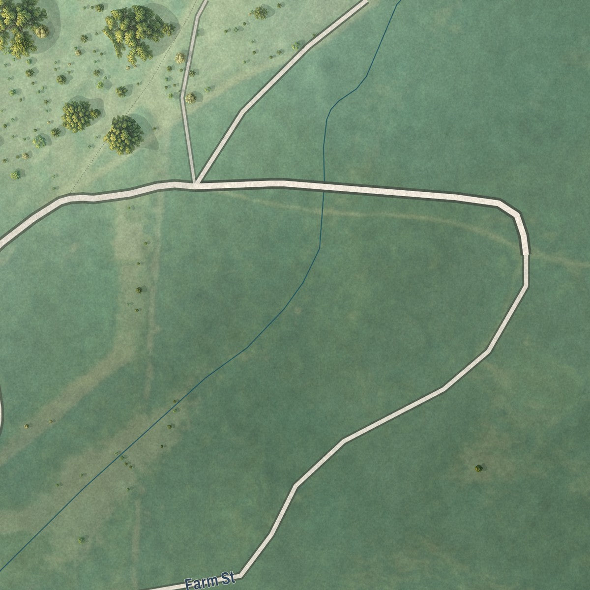 Second close-up of the map of Vredenburgh, Alabama print showing more streets and buildings