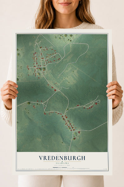 Map of Vredenburgh, Alabama, 18 x 24 inch unframed archival matte print