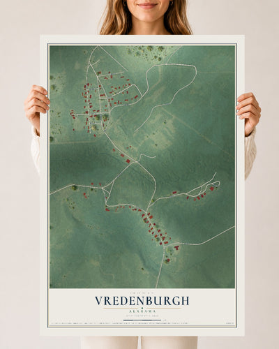 Map of Vredenburgh, Alabama, 24 x 36 inch unframed archival matte print