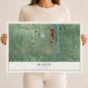 Map of Wadley, Alabama, 12 x 18 inch unframed archival matte print