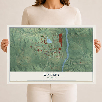 Map of Wadley, Alabama, 12 x 18 inch unframed archival matte print