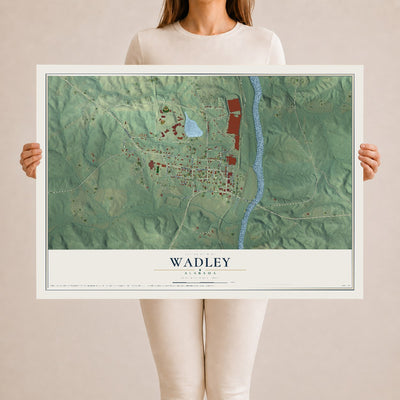 Map of Wadley, Alabama, 24 x 36 inch unframed archival matte print