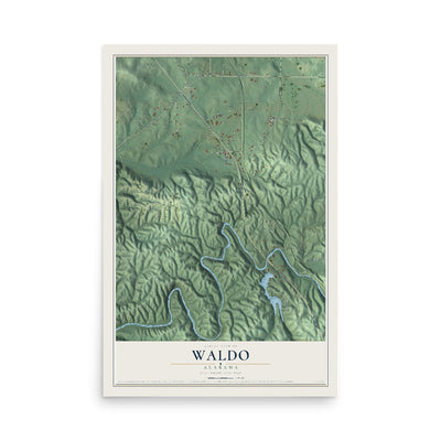 Map of Waldo, Alabama, 12 x 18 inch unframed archival matte print