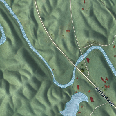 Close-up of the map of Waldo, Alabama print showing street and building detail