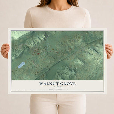 Map of Walnut Grove, Alabama, 12 x 18 inch unframed archival matte print