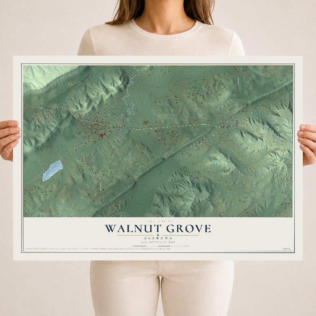 Map of Walnut Grove, Alabama, 18 x 24 inch unframed archival matte print