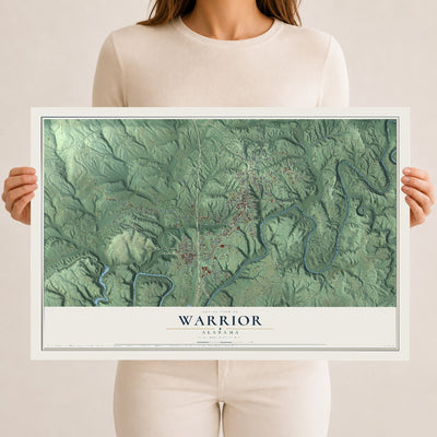 Map of Warrior, Alabama, 12 x 18 inch unframed archival matte print