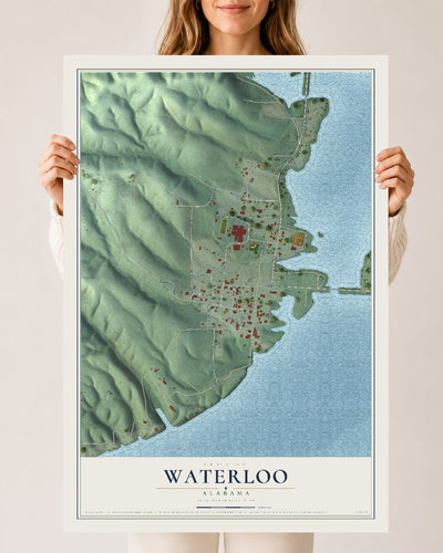 Map of Waterloo, Alabama, 24 x 36 inch unframed archival matte print