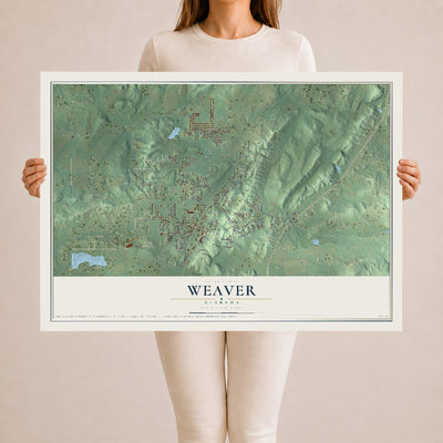 Map of Weaver, Alabama, 24 x 36 inch unframed archival matte print