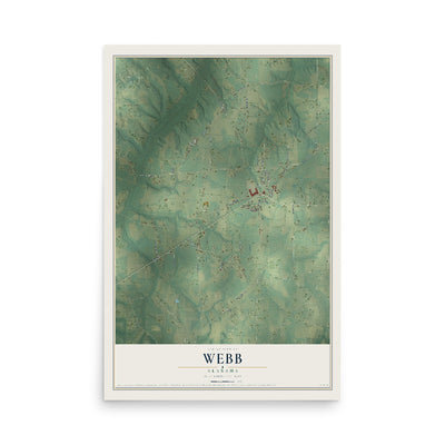 Map of Webb, Alabama, 12 x 18 inch unframed archival matte print