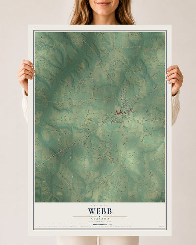 Map of Webb, Alabama, 24 x 36 inch unframed archival matte print
