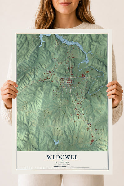 Map of Wedowee, Alabama, 18 x 24 inch unframed archival matte print