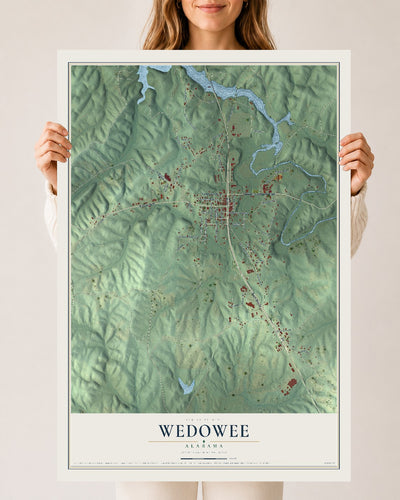 Map of Wedowee, Alabama, 24 x 36 inch unframed archival matte print