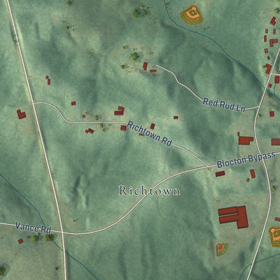 Second close-up of the map of West Blocton, Alabama print showing more streets and buildings