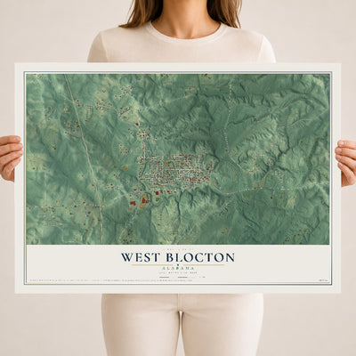 Map of West Blocton, Alabama, 18 x 24 inch unframed archival matte print