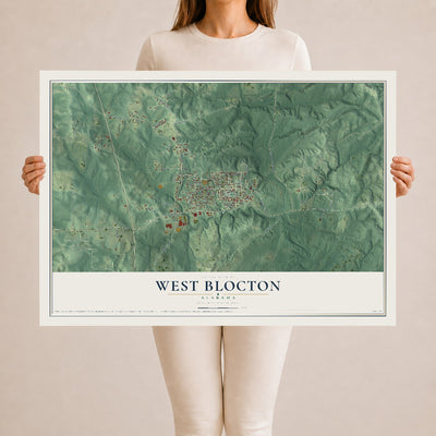 Map of West Blocton, Alabama, 24 x 36 inch unframed archival matte print