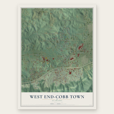 West End-Cobb Town, Alabama map print, the full design