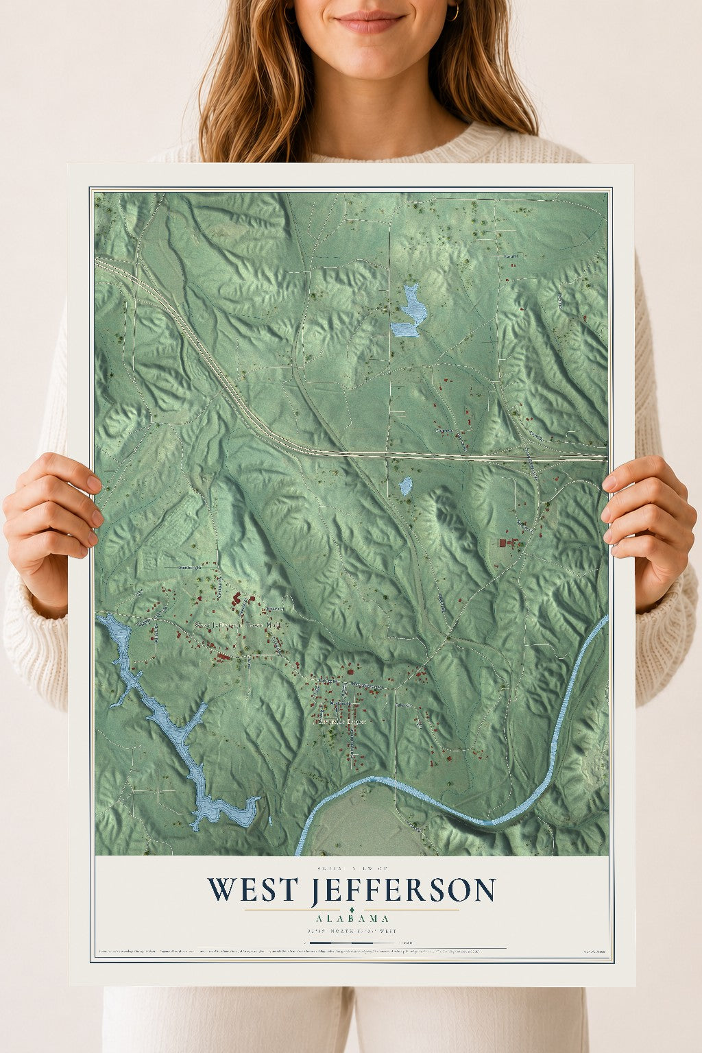 Map of West Jefferson, Alabama, 18 x 24 inch unframed archival matte print