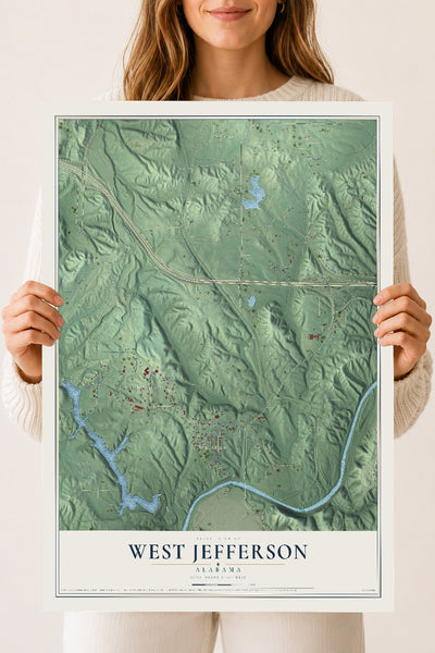 Map of West Jefferson, Alabama, 18 x 24 inch unframed archival matte print