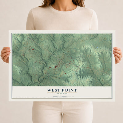 Map of West Point, Alabama, 12 x 18 inch unframed archival matte print
