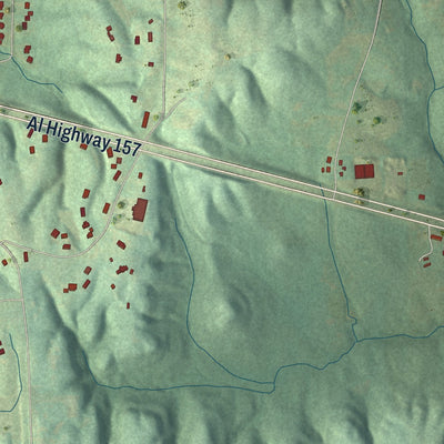 Second close-up of the map of West Point, Alabama print showing more streets and buildings