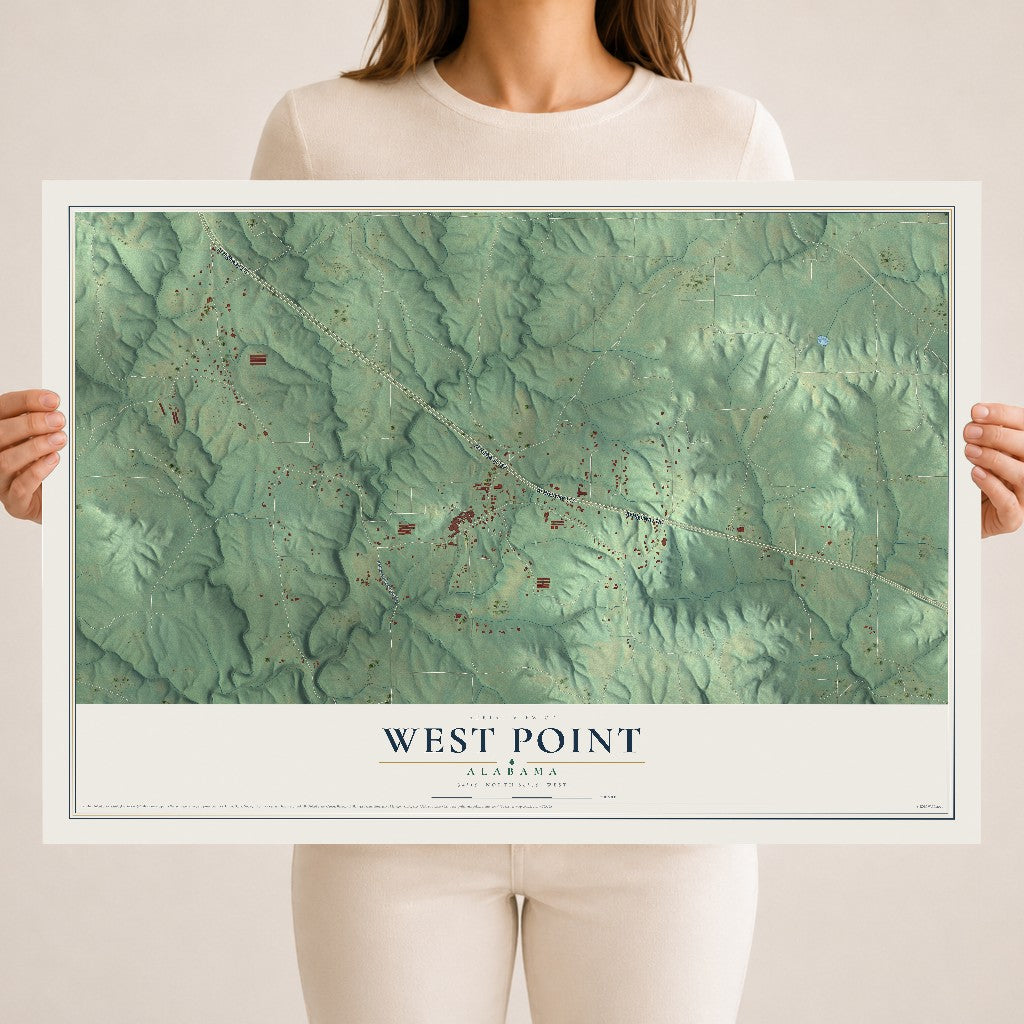 Map of West Point, Alabama, 18 x 24 inch unframed archival matte print