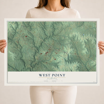 Map of West Point, Alabama, 18 x 24 inch unframed archival matte print