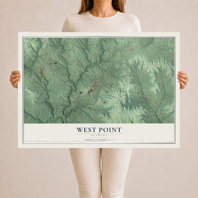 Map of West Point, Alabama, 24 x 36 inch unframed archival matte print