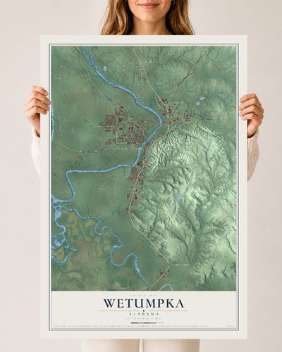 Map of Wetumpka, Alabama, 24 x 36 inch unframed archival matte print