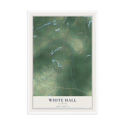 Map of White Hall, Alabama, 12 x 18 inch print in a white wood frame
