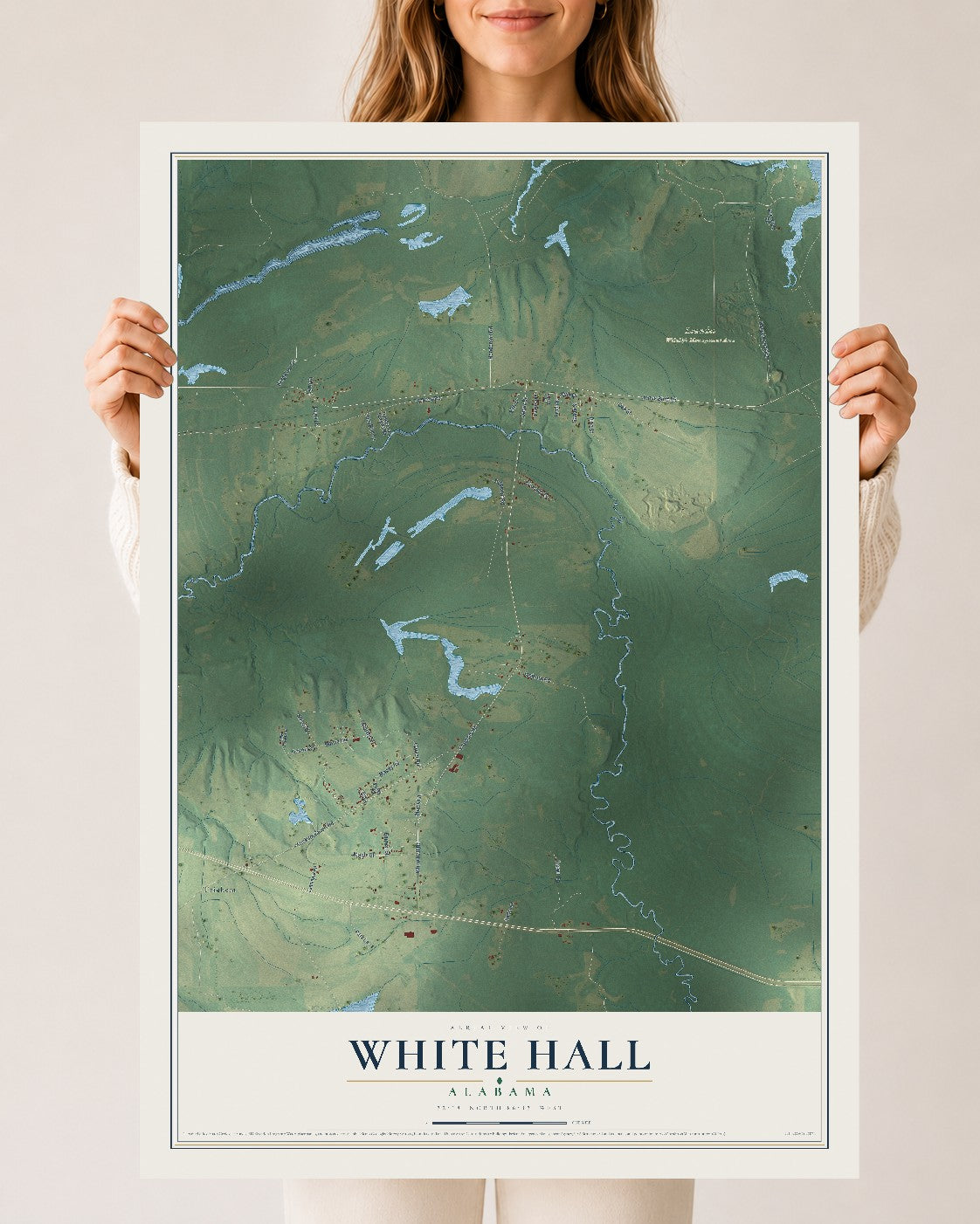 Map of White Hall, Alabama, 24 x 36 inch unframed archival matte print