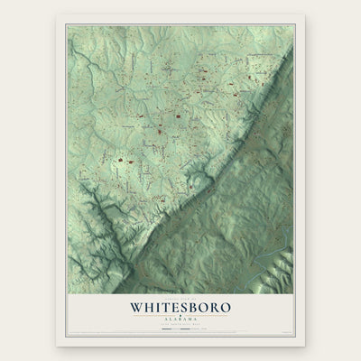 Whitesboro, Alabama map print, the full design
