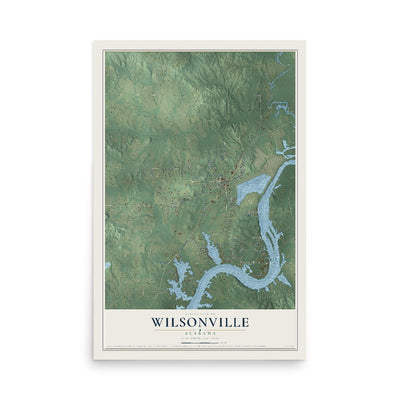 Map of Wilsonville, Alabama, 12 x 18 inch unframed archival matte print