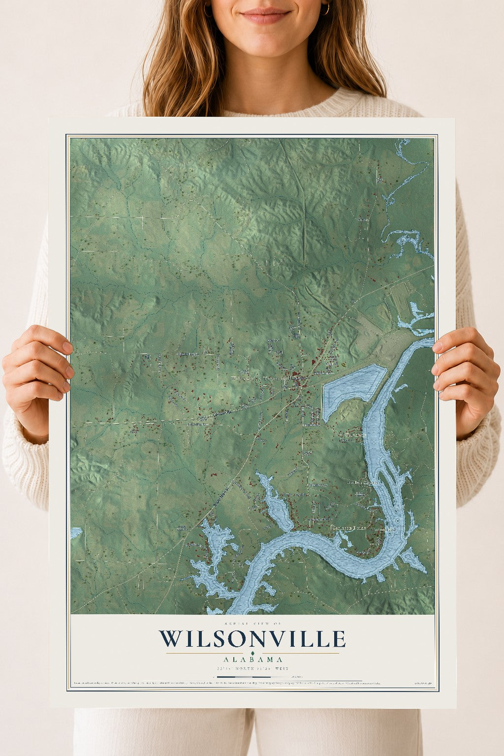 Map of Wilsonville, Alabama, 18 x 24 inch unframed archival matte print