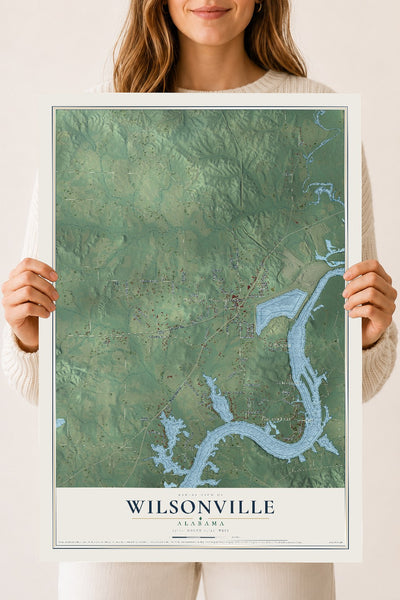 Map of Wilsonville, Alabama, 18 x 24 inch unframed archival matte print