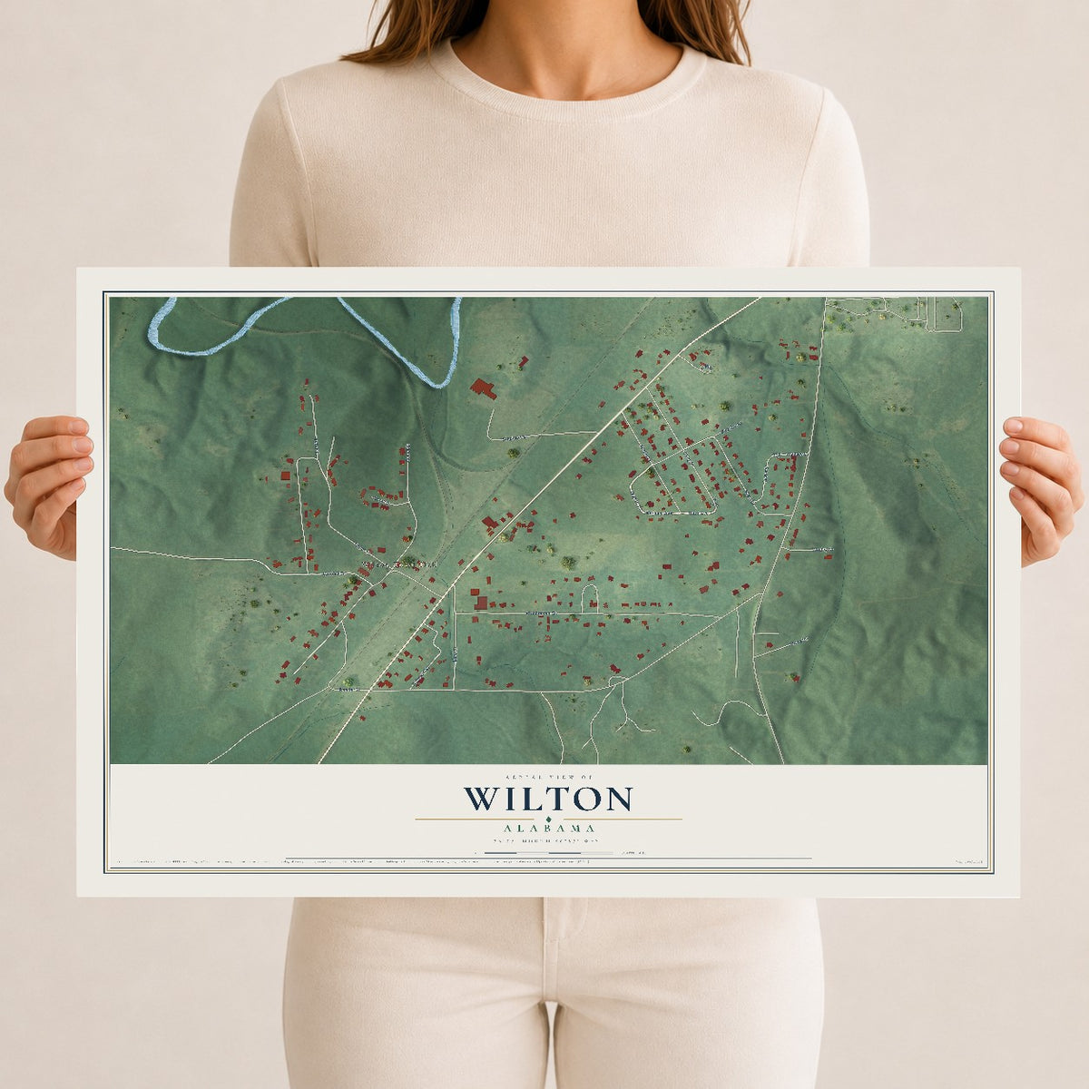 Map of Wilton, Alabama, 12 x 18 inch unframed archival matte print